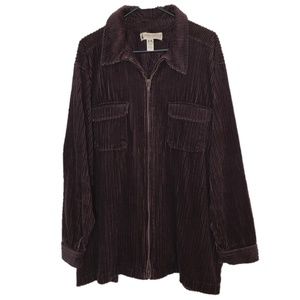 Marsh Landing Burgundy Corduroy Zip Up Shacket